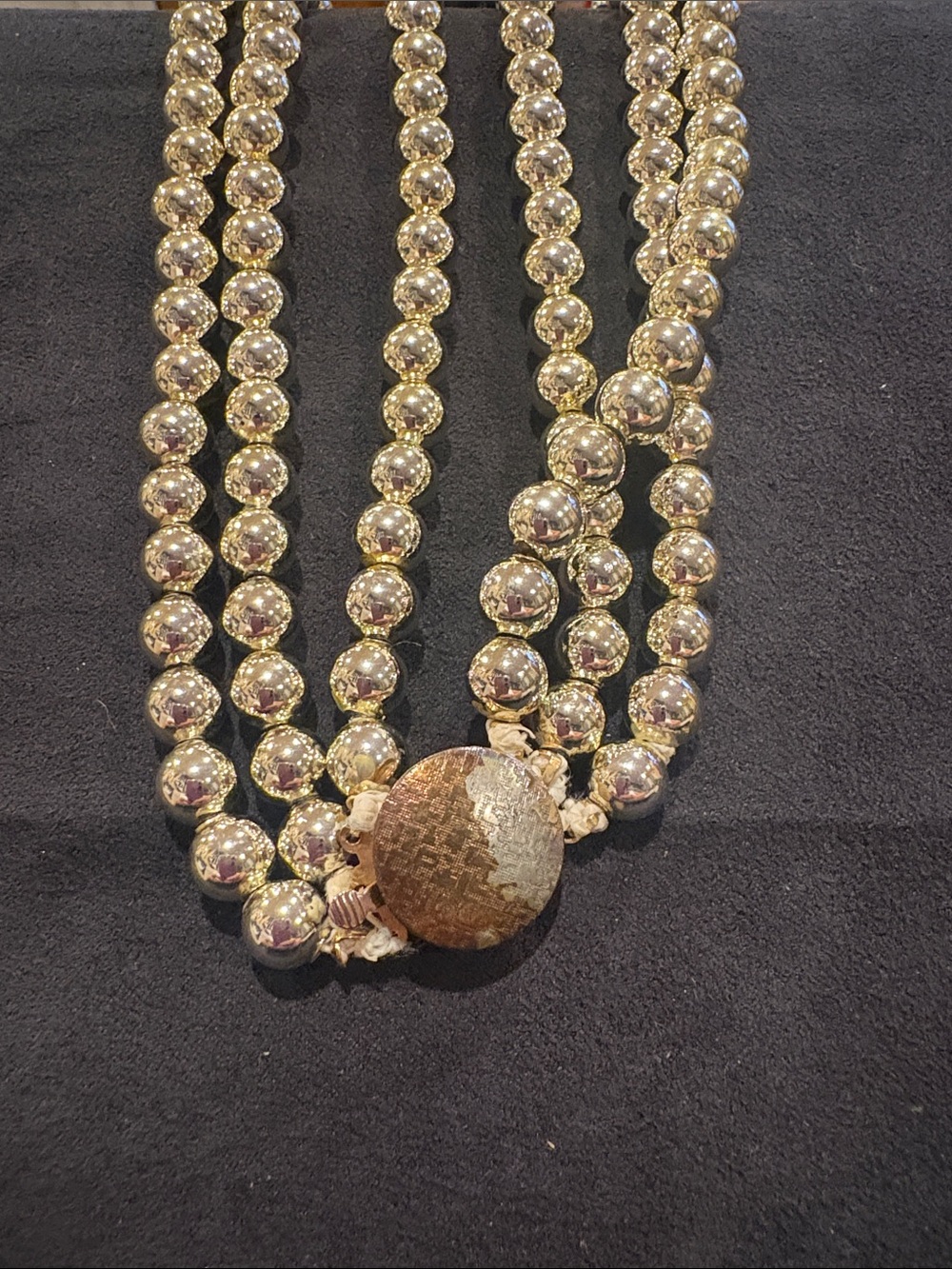 Gold-Tone and Amber Bead Statement Necklace - Picture 2 of 4